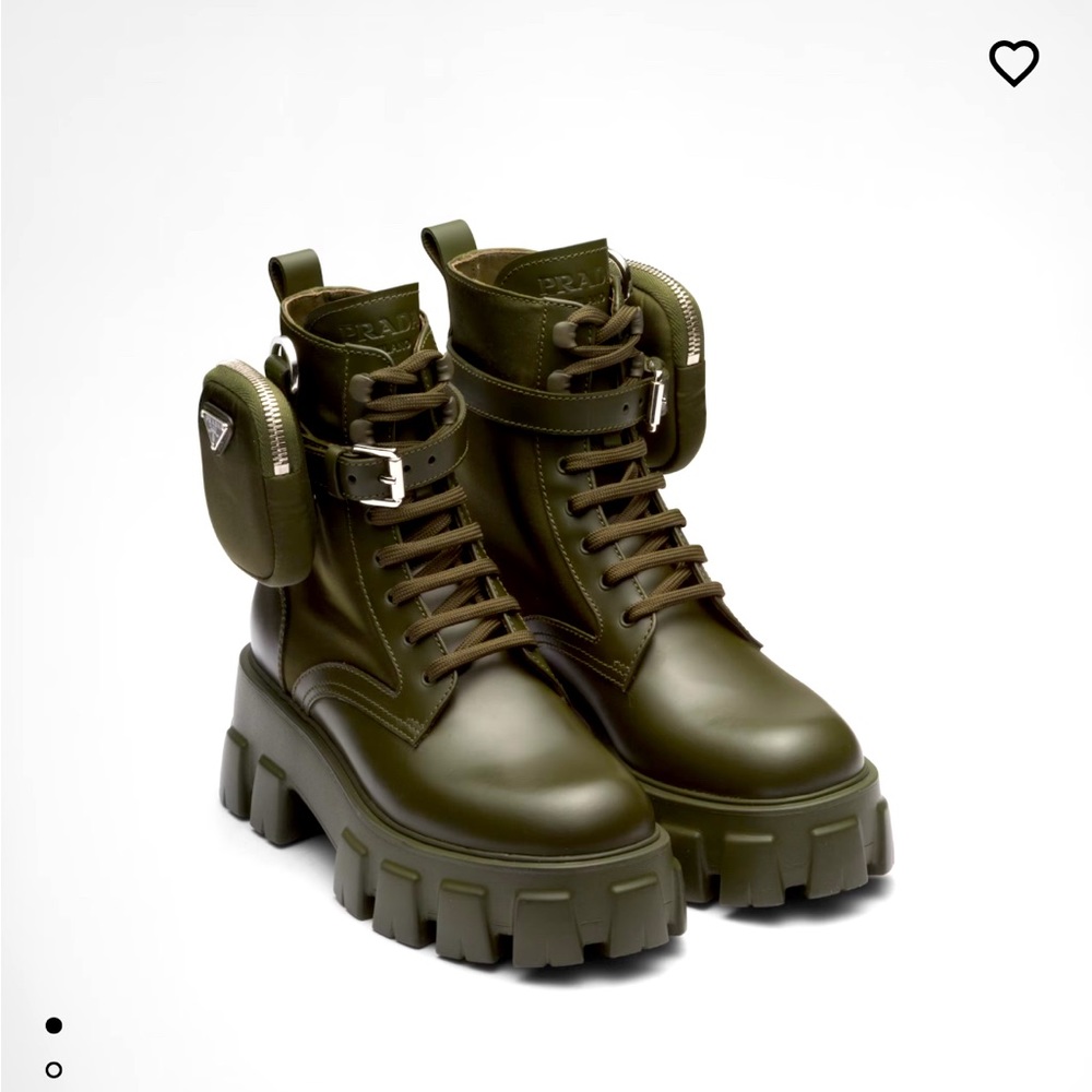 Olive green Prada combat boots